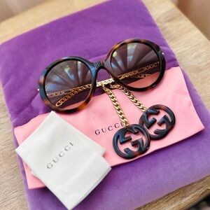 New GUCCI GG0726S 002 Havana Brown With Detachable Jewellery Charms